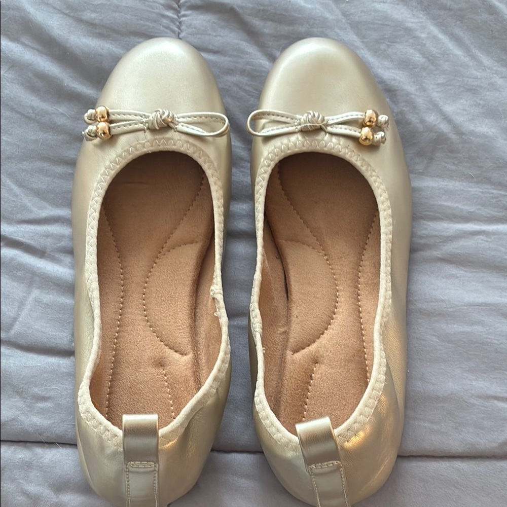 BRAND NEW GOLD Ballet Flats with Gold Accents